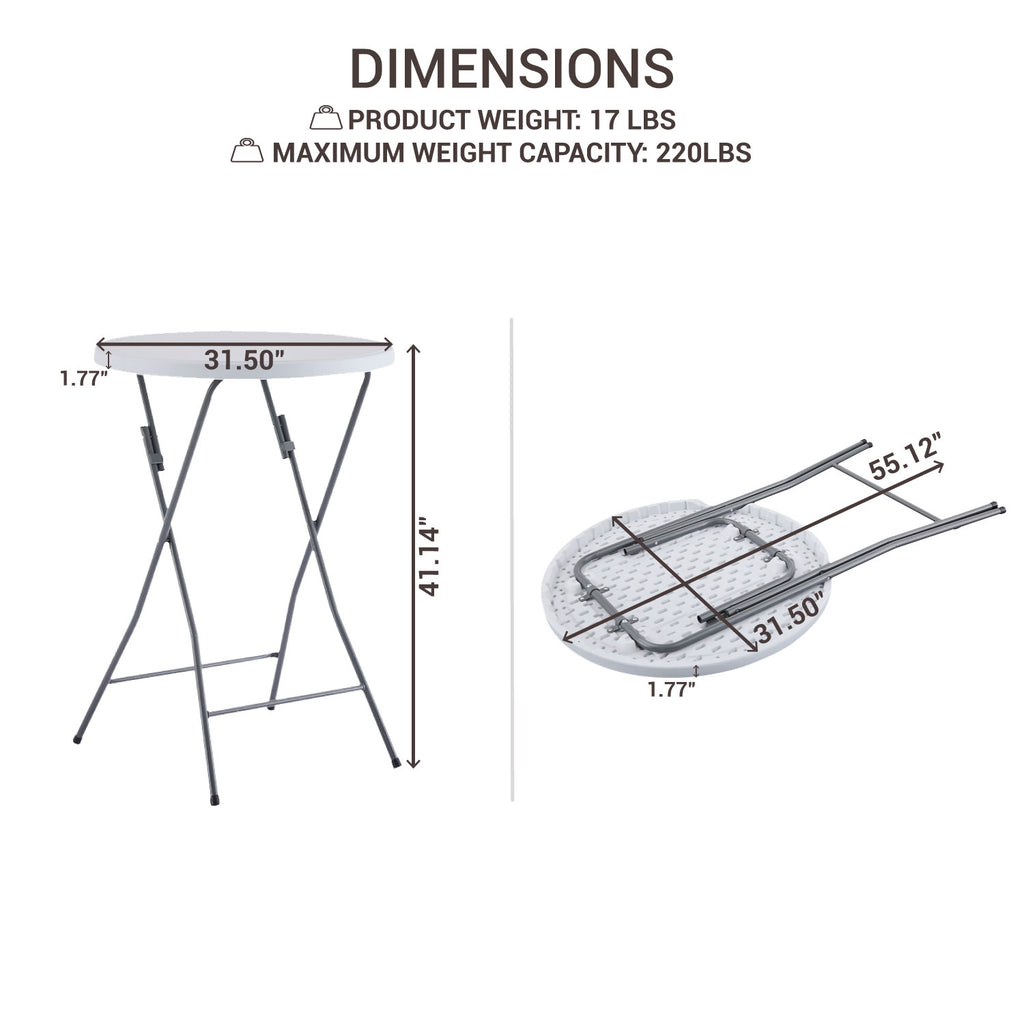 White Round Folding Resin Cocktail Table Z627