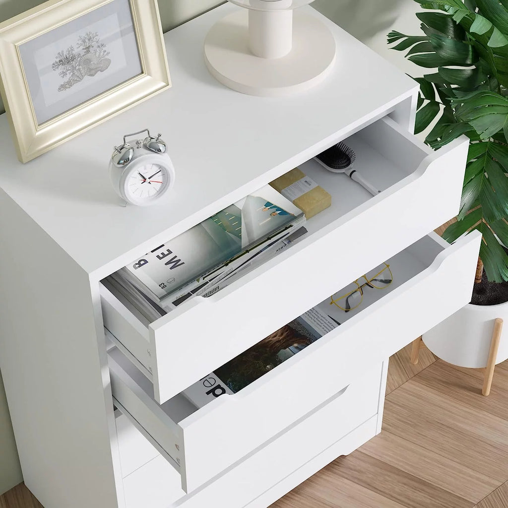 White 5 Drawer Wood Dresser K720