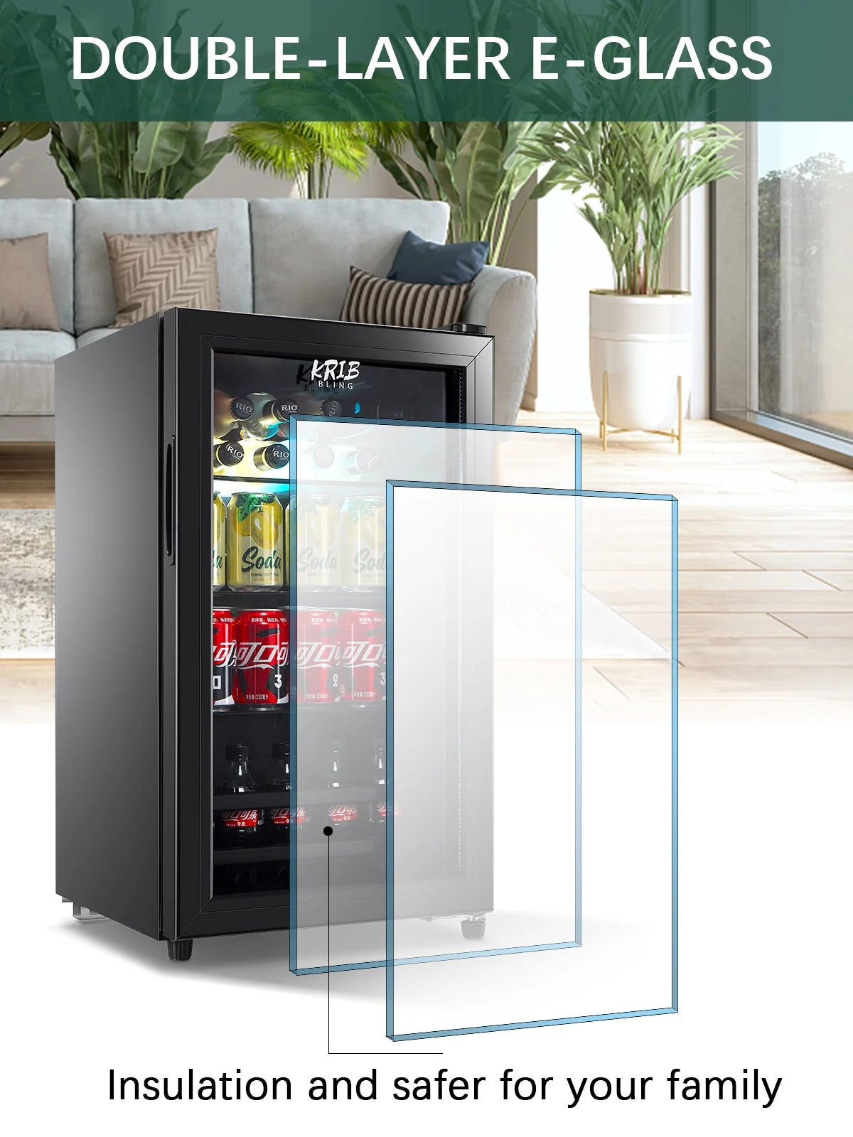 Black Beverage Refrigerator and Cooler for 120 Cans U79528