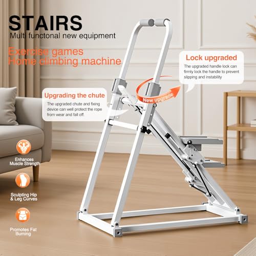 Compact Adjustable Stair Stepper Machine with Handles White N2969