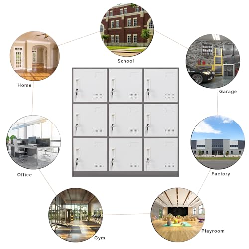 9 Door Grey & White Steel Locker O11719