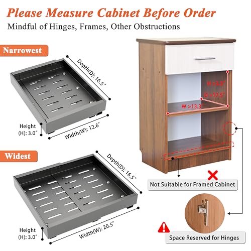 Expandable 12.6" - 20.5" Heavy Duty Adjustable Slide Out Drawer Black Cabinet Organizer Y94408