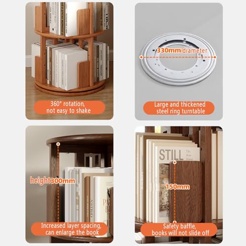 Cherry wood 360° Rotating Bookshelf Tower O92234