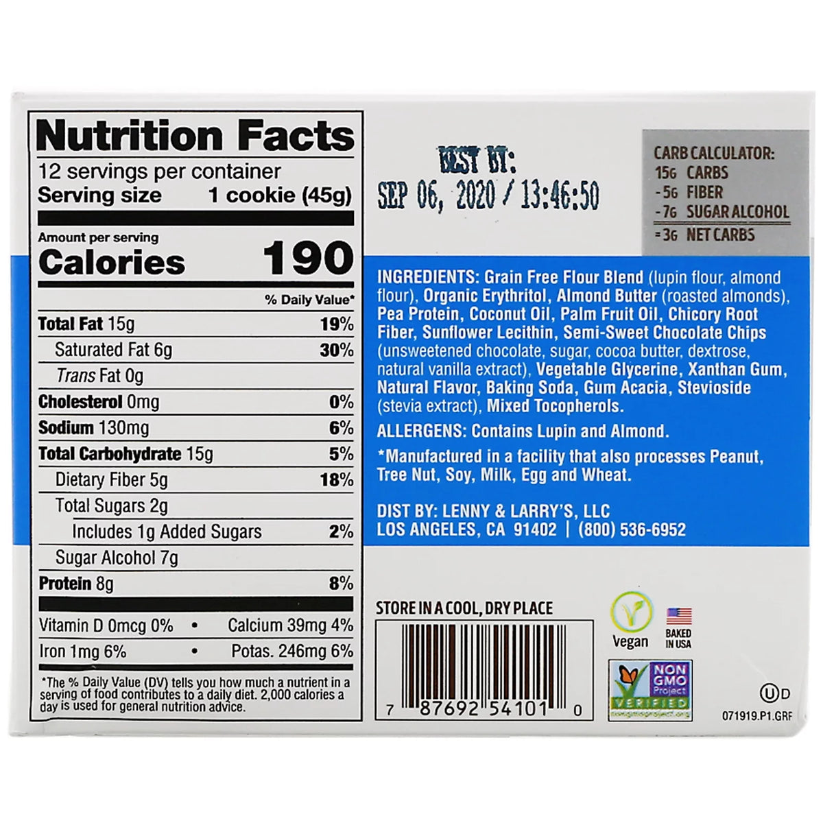 Chocolate Chip Cookie, 1.6 oz, 12 Ct T603