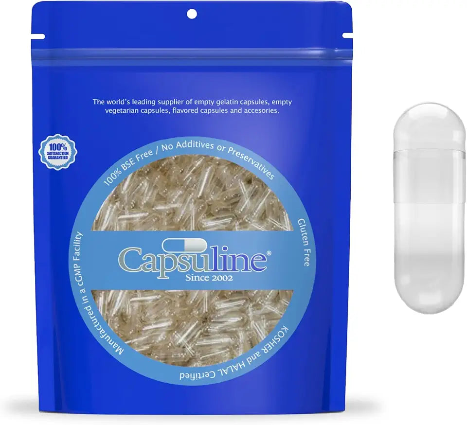 Size 000 Gelatin Empty Capsules, 5000 Count, Clear M608