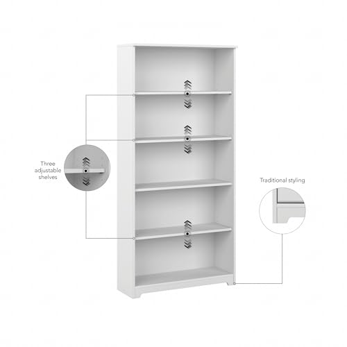Tall 5 Shelf White Bookcase K79629