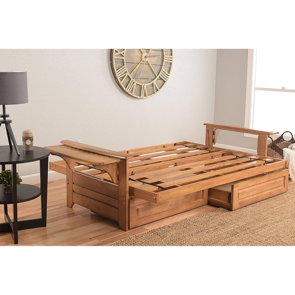 Butternut Futon Set with Storage Drawers and Mattress M1781