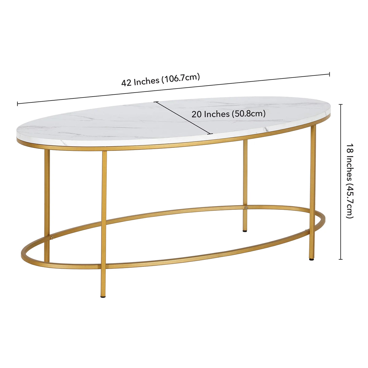 42" Wide Oval Coffee Table with Faux Marble Top H37309
