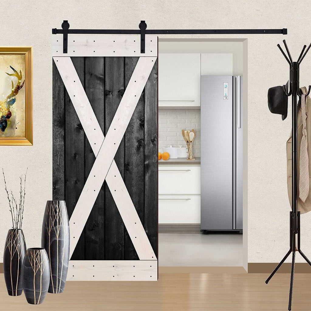 Black & White Contrast Wood Single Barn Door Y254