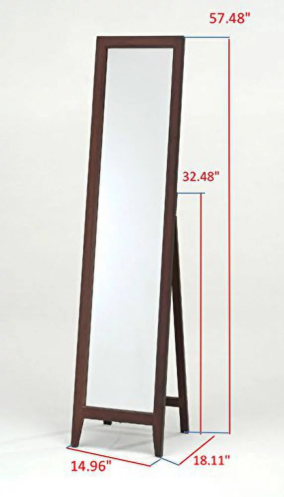 Walnut Finish Solid Wood Frame Floor Mirror A7947