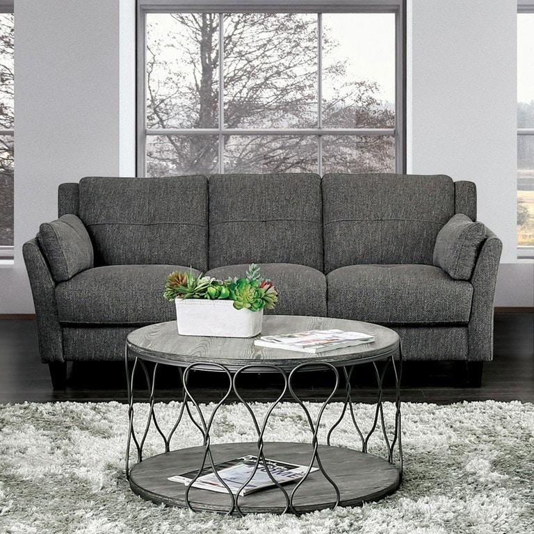 Gray & Espresso Chenille Sofa and Loveseat L8030
