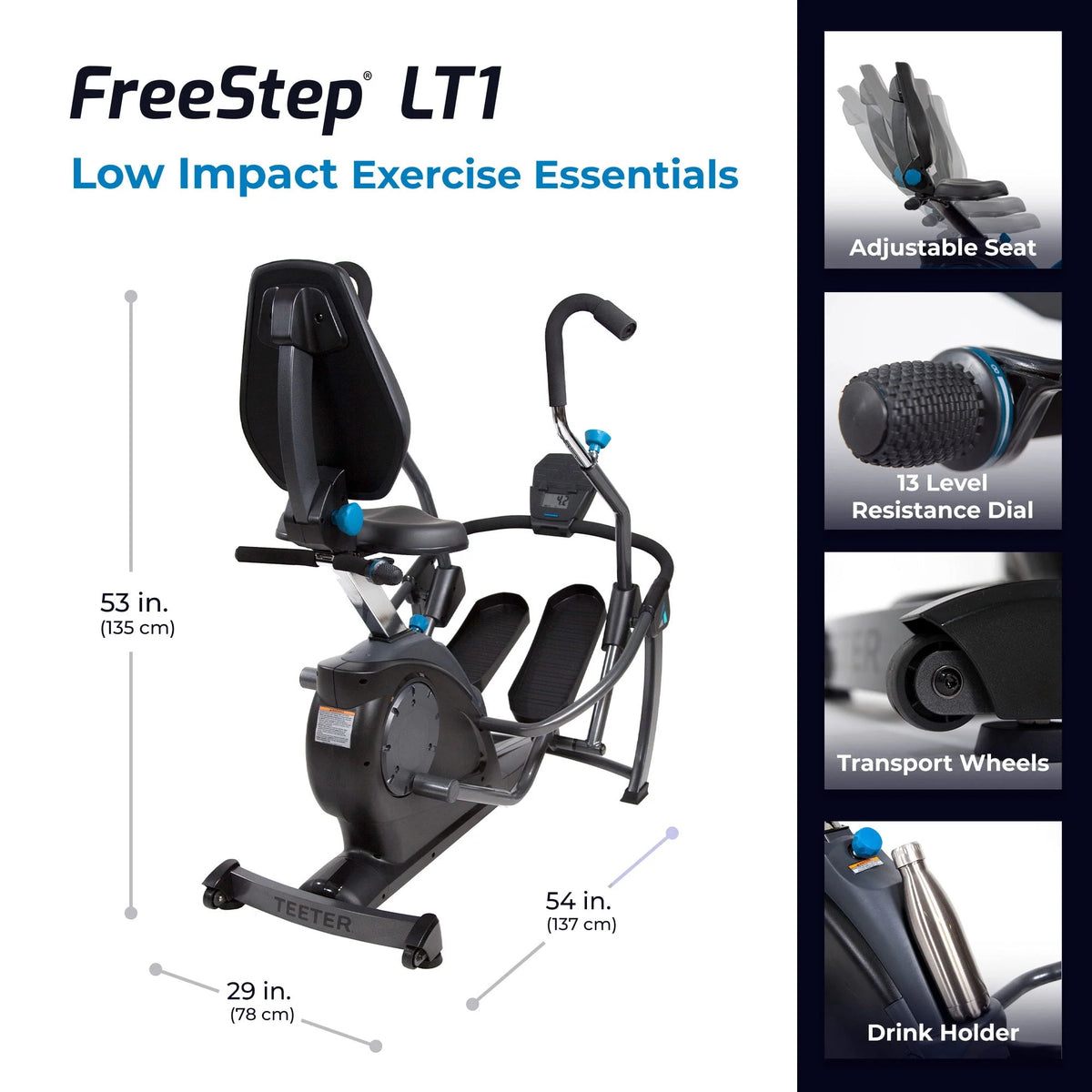Black Recumbent Cross Trainer and Cardio Elliptical O5848
