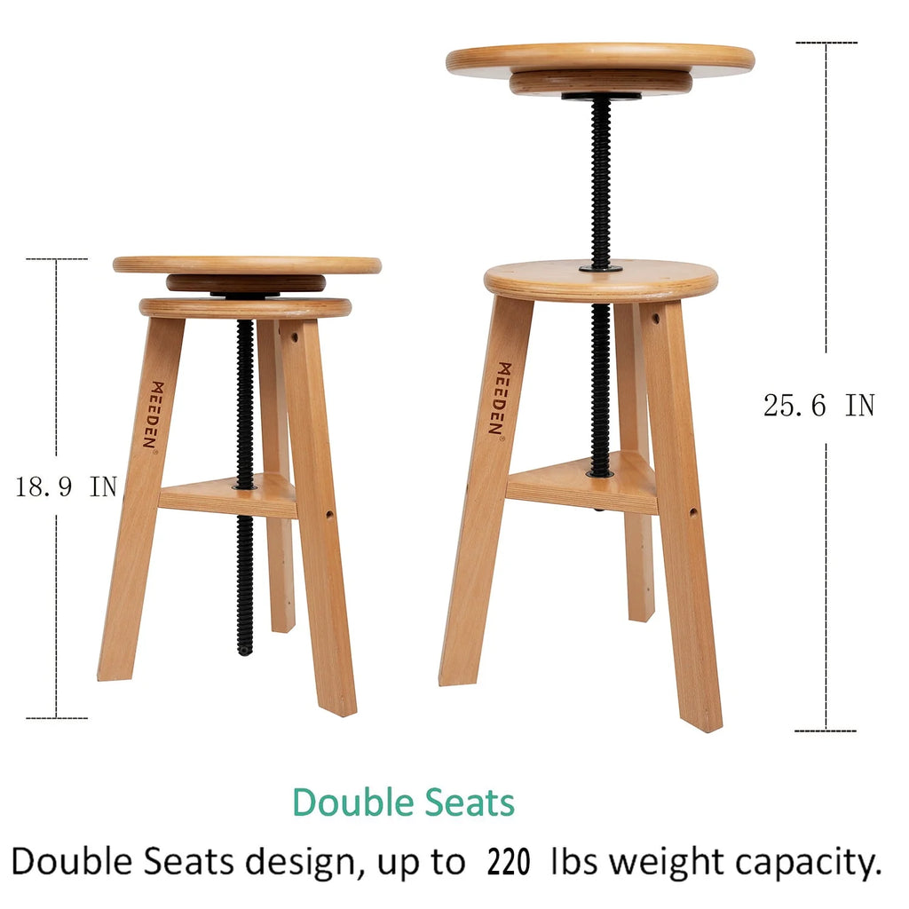 Adjustable Height Beechwood Wooden Drafting Stool D237