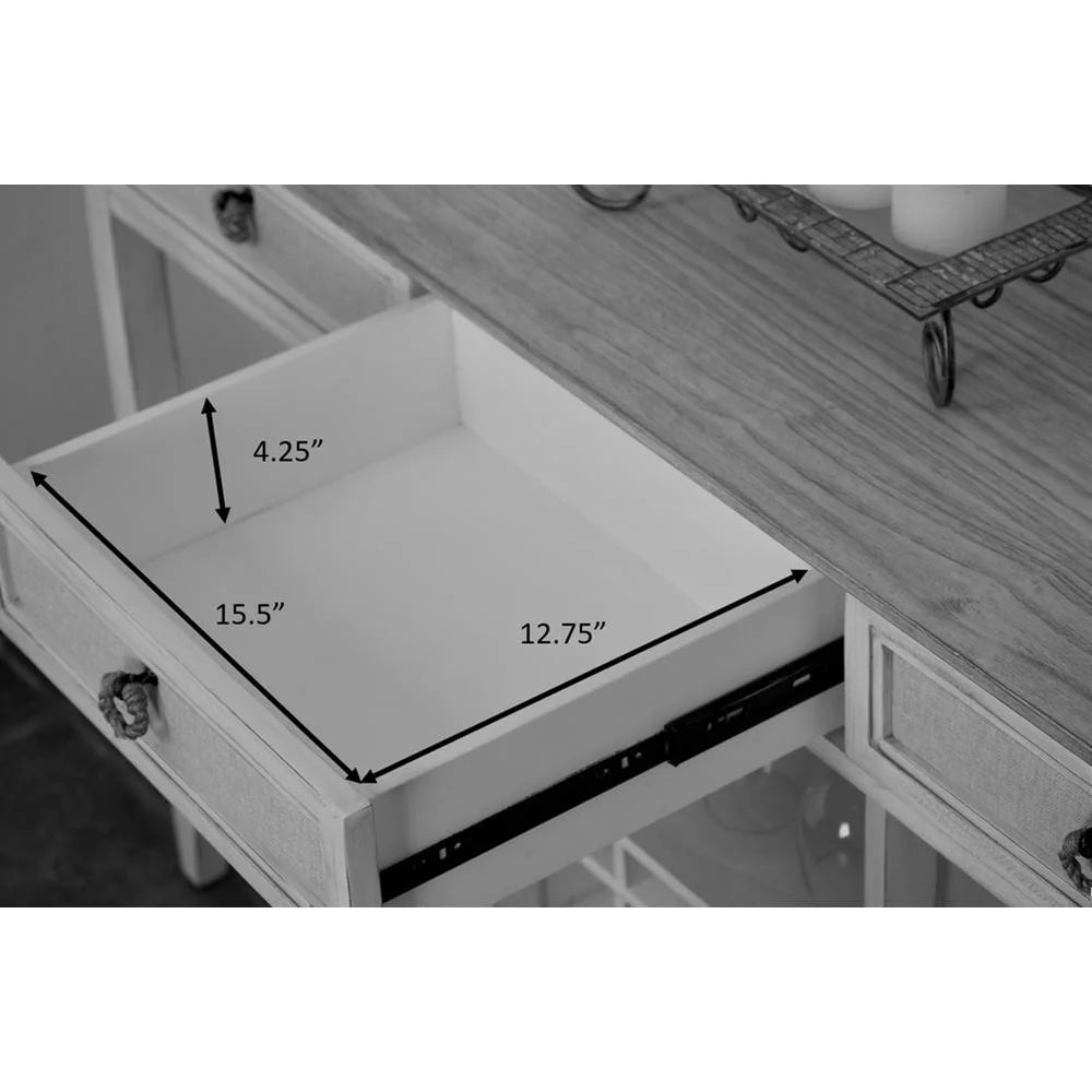 White Light Brown Wood Sideboard with Baskets K7815