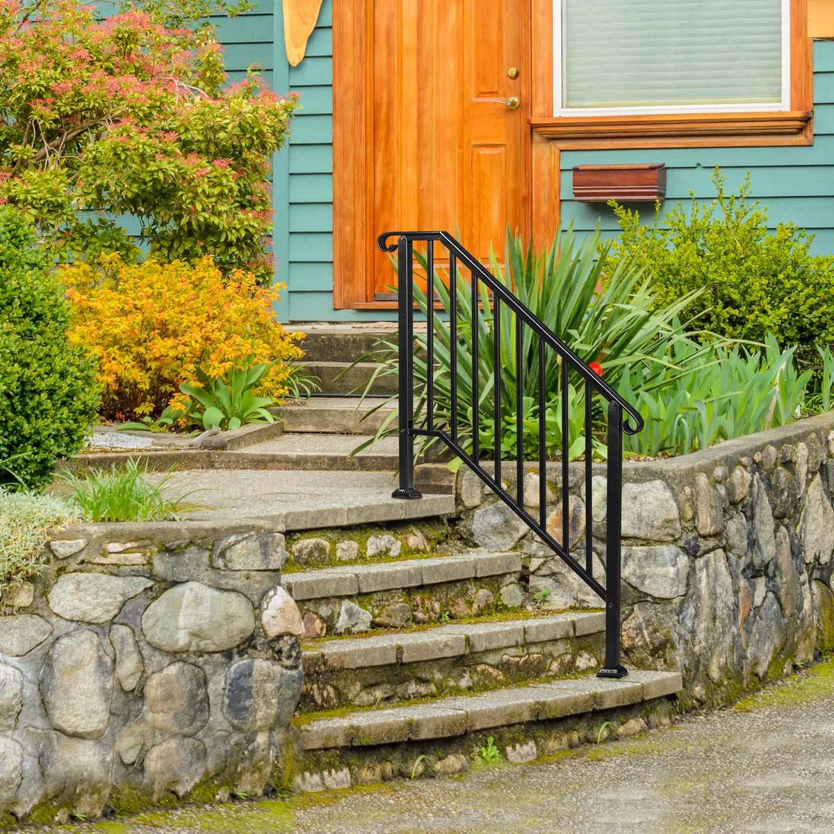White Wrought Iron Handrails for 3 or 4 Steps G82083