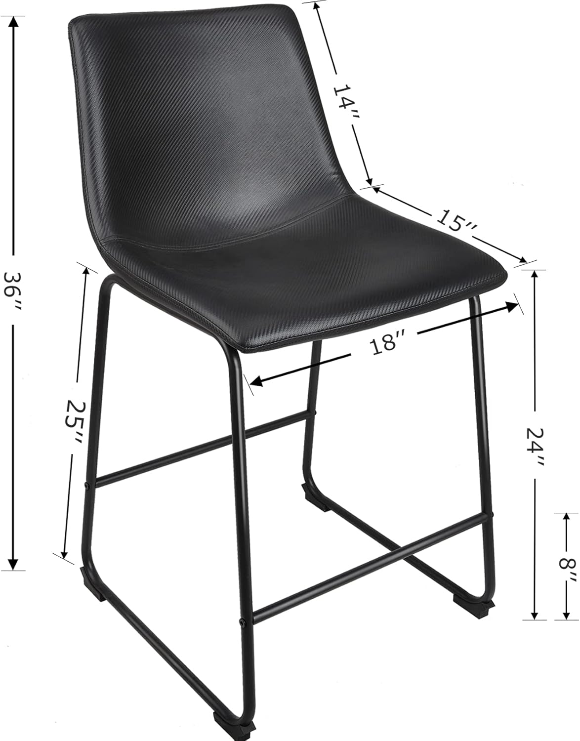 Black Metal Bar Stools Set of 2 Z10001