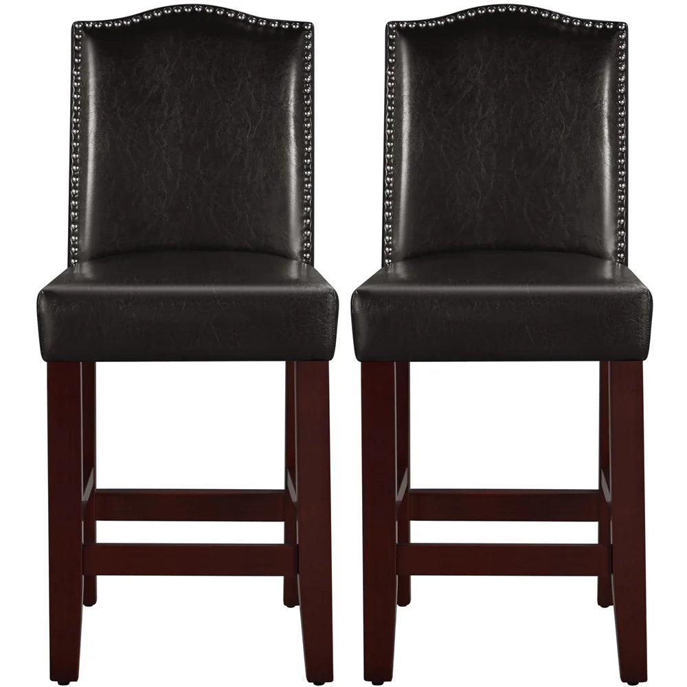 Brown Faux Leather Counter Bar Stools C555