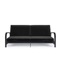 Black Convertible Metal Frame Futon Sofa with Coil Mattress P89373
