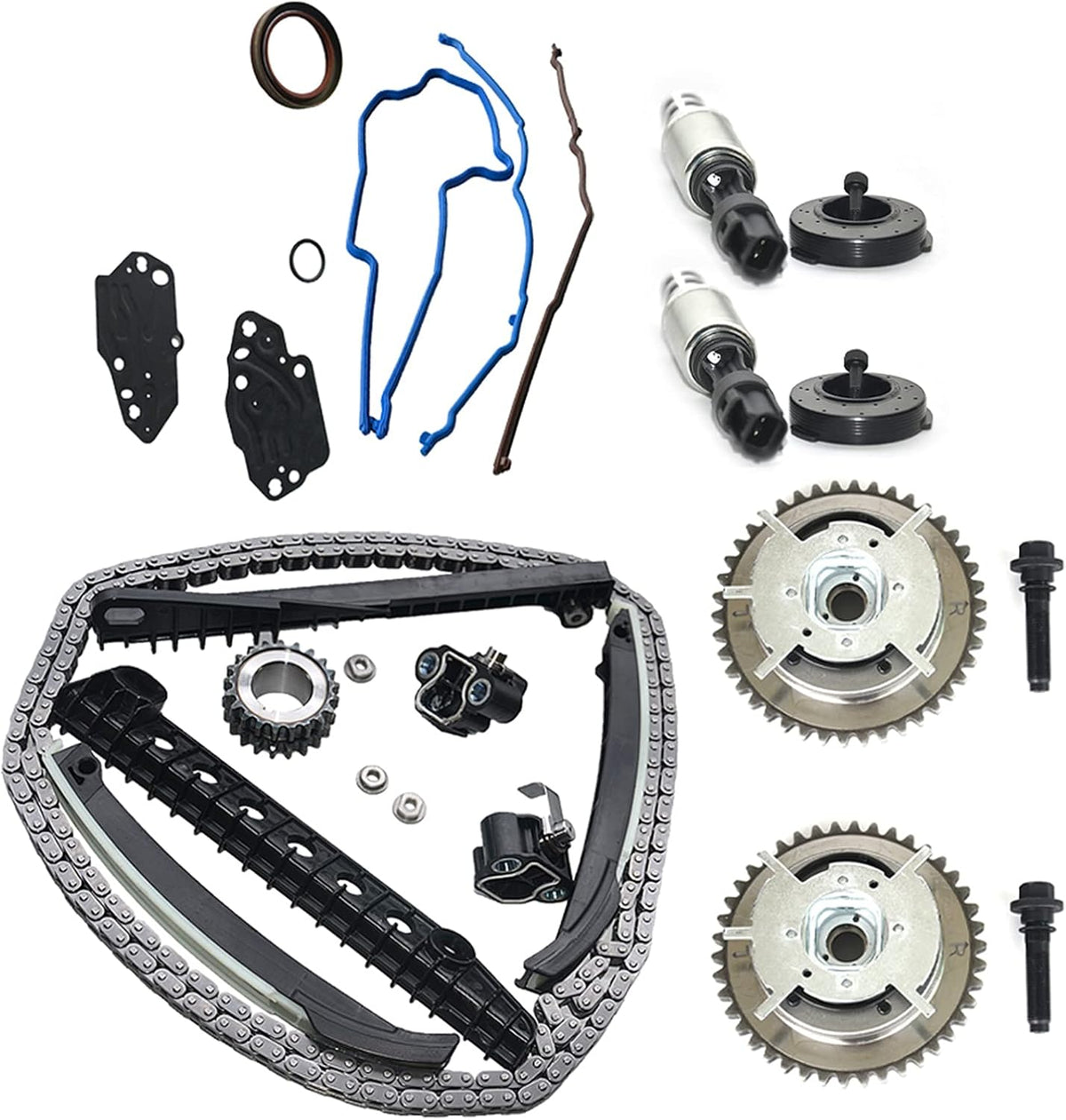 Variable Camshaft Timing Chain Kit with VCT Solenoids for 5.4L 3V Triton Q504