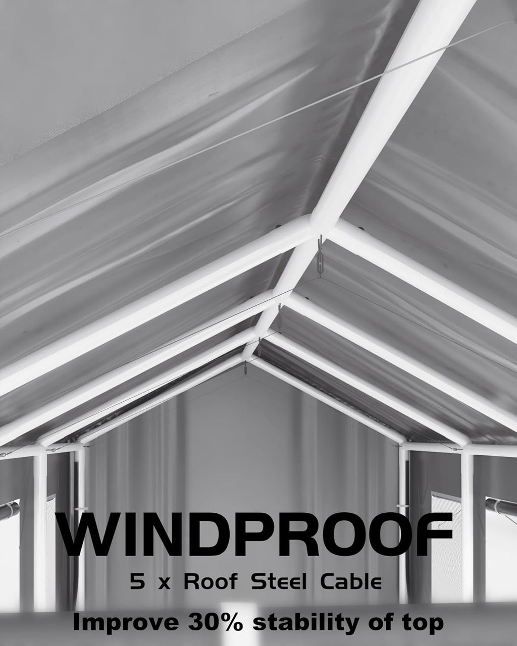 Silver Gray 180 g PE Carport with Front & Rear Doors K7345