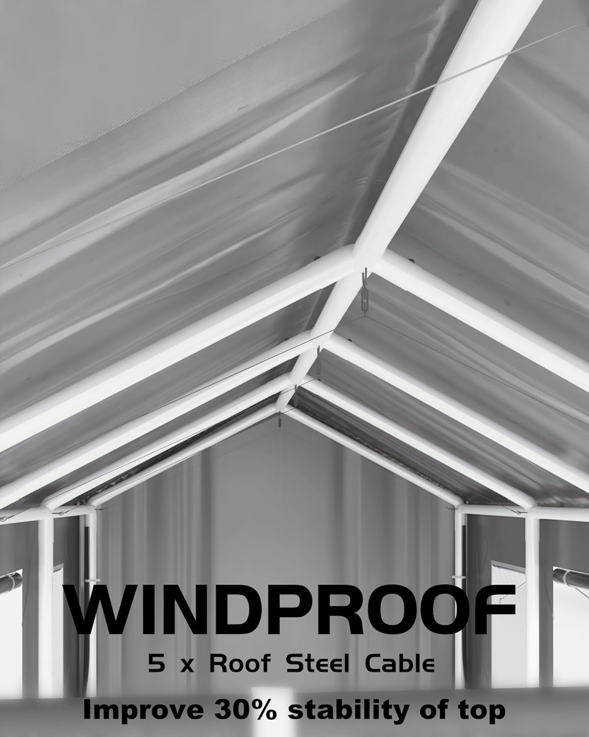 Silver Gray 180 g PE Carport with Front & Rear Doors K7345