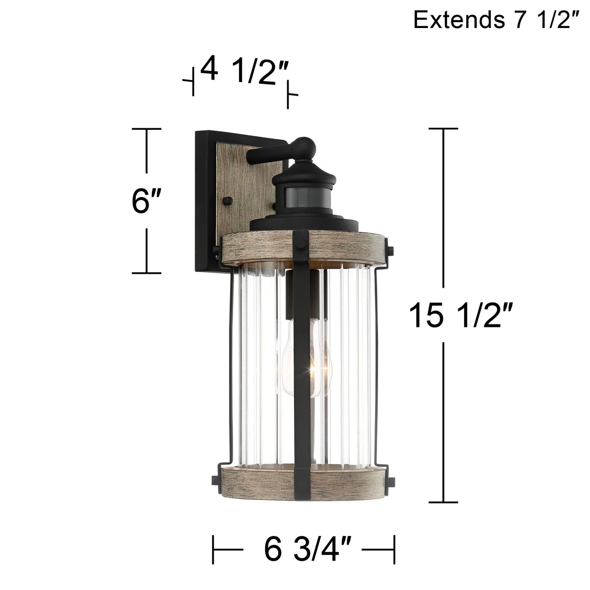 Set of 2 Gray Black Motion Sensor Dusk to Dawn Outdoor Wall Light W16274