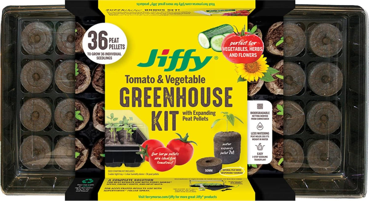 50mm Seed Starting Greenhouse Kit with 36 Biodegradable Expanding Peat Pellets D662