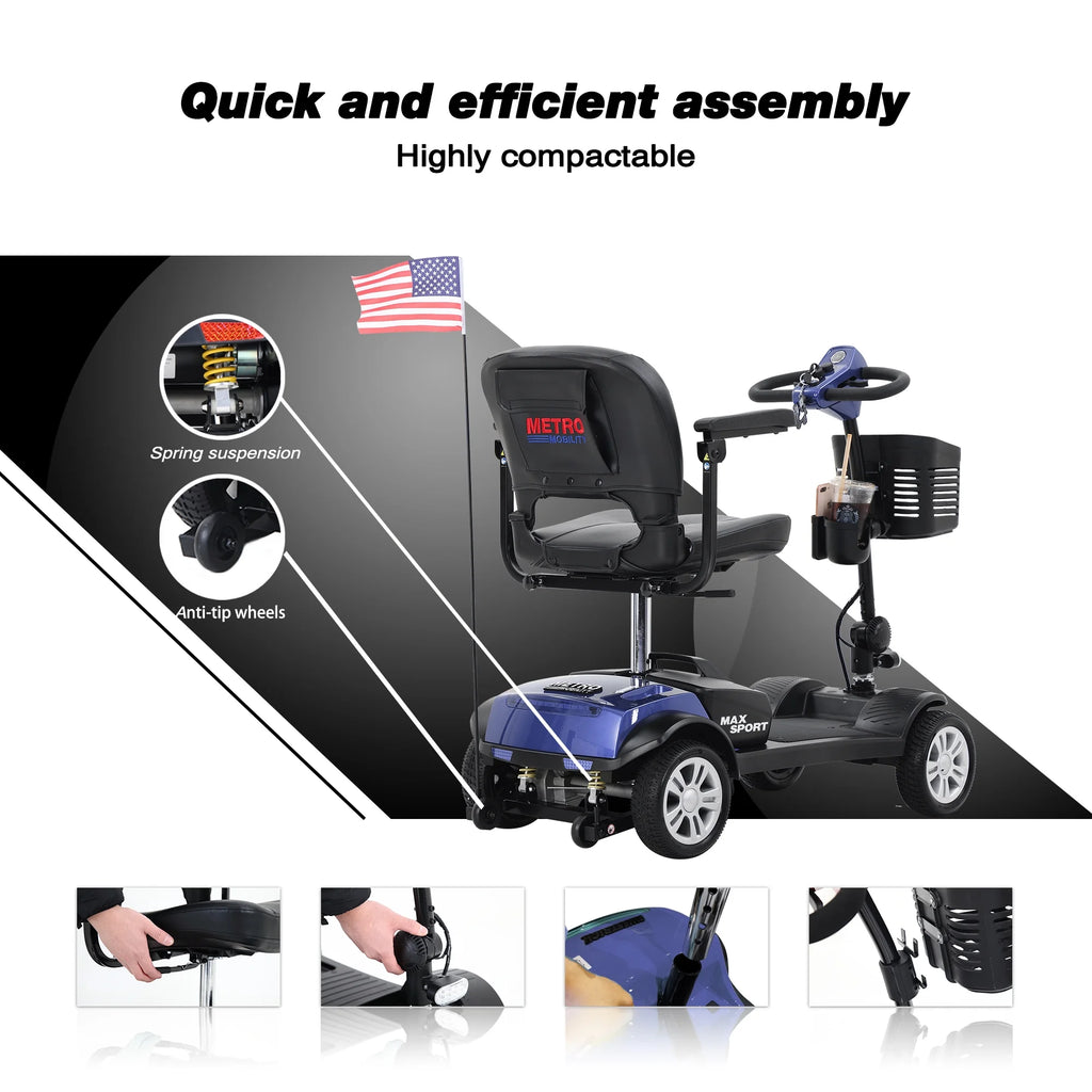Blue 4 Wheel Mobility Scooter with Phone Holder and Cup Holder E255627