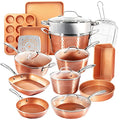15 Pc Non Stick Copper Ceramic Cookware Set L82093
