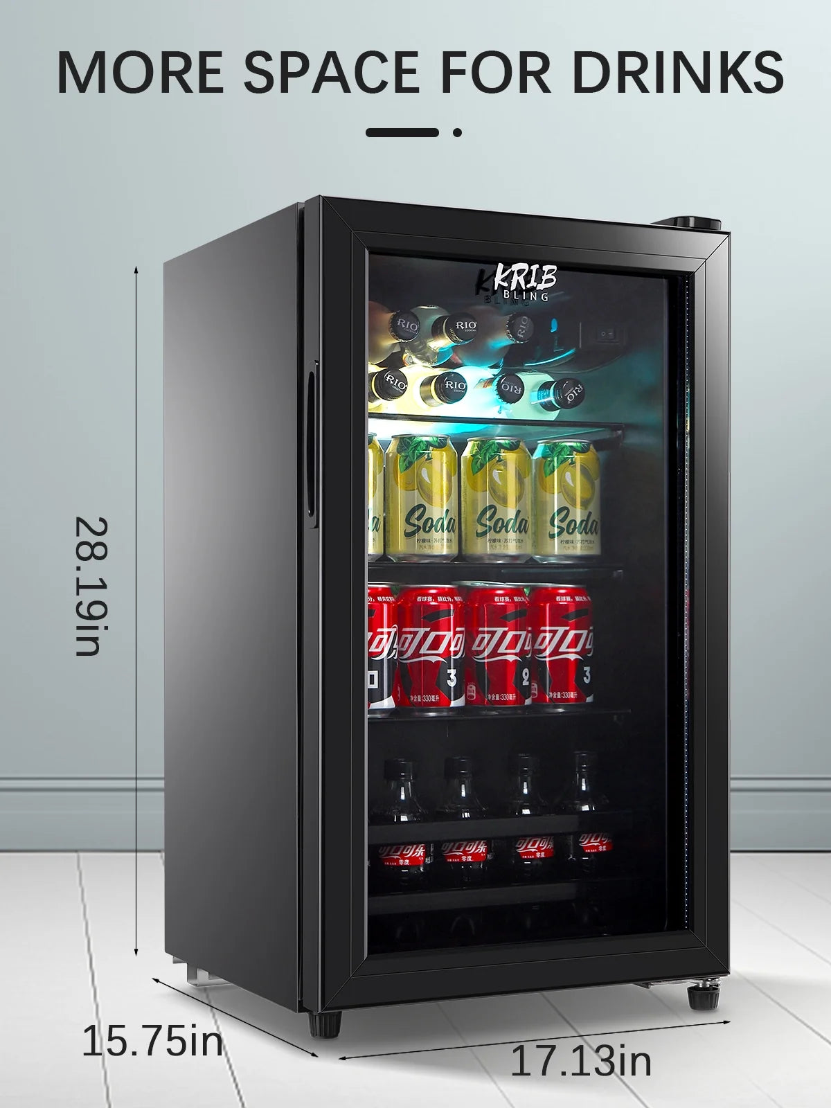 Black Beverage Refrigerator and Cooler for 120 Cans U79528