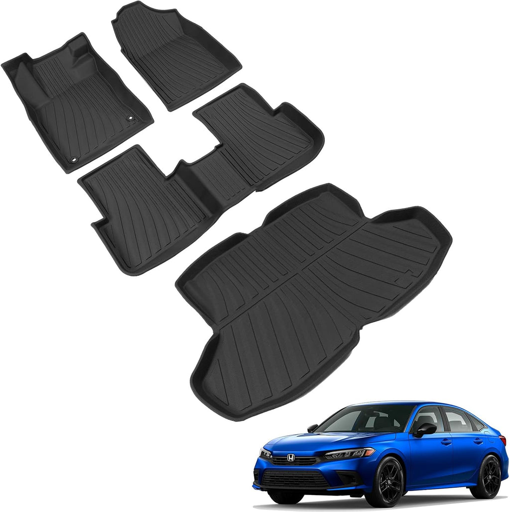 TPE All Weather Floor Mats and Cargo Mat for Honda Civic Sedan Z548031