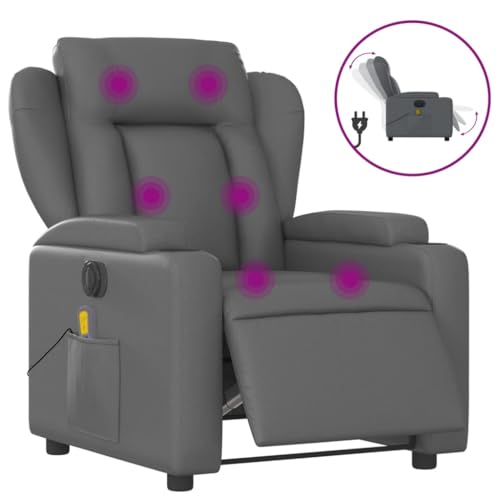 Gray Faux Leather Electric Massage Recliner Chair S461368