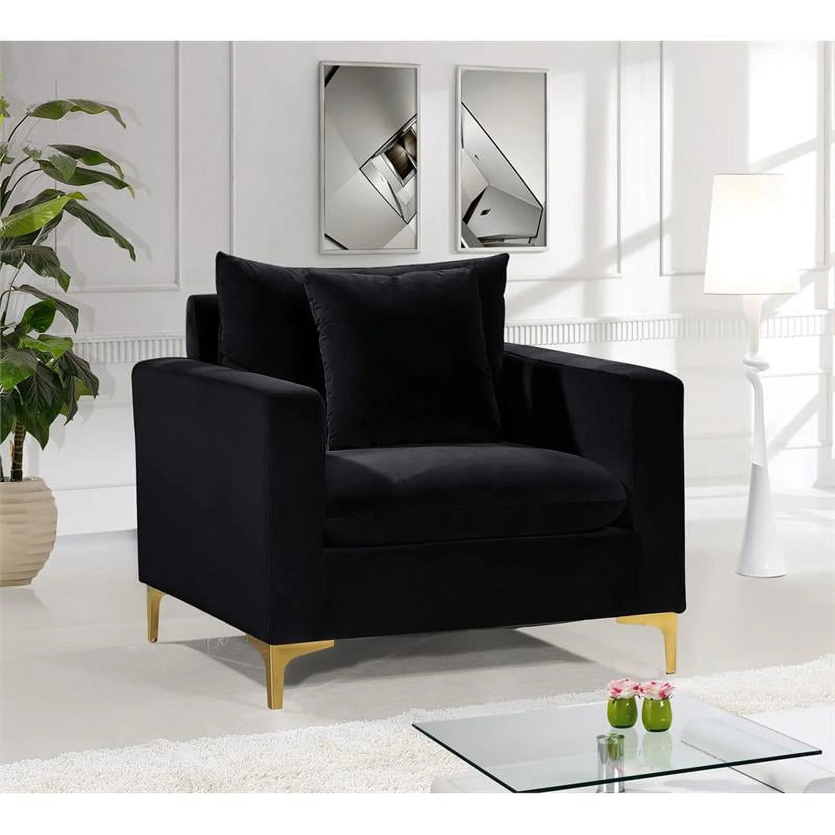 Velvet Accent Chair and Loveseat O655