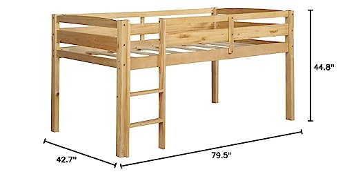Twin Size Wood Loft Bed with Slide and Storage Shelves J4015