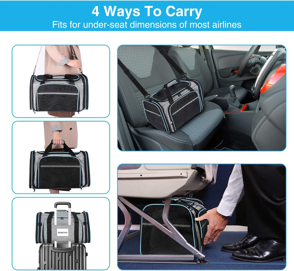 Large Soft-Sided Collapsible Pet Travel Carrier with 5 Doors G657