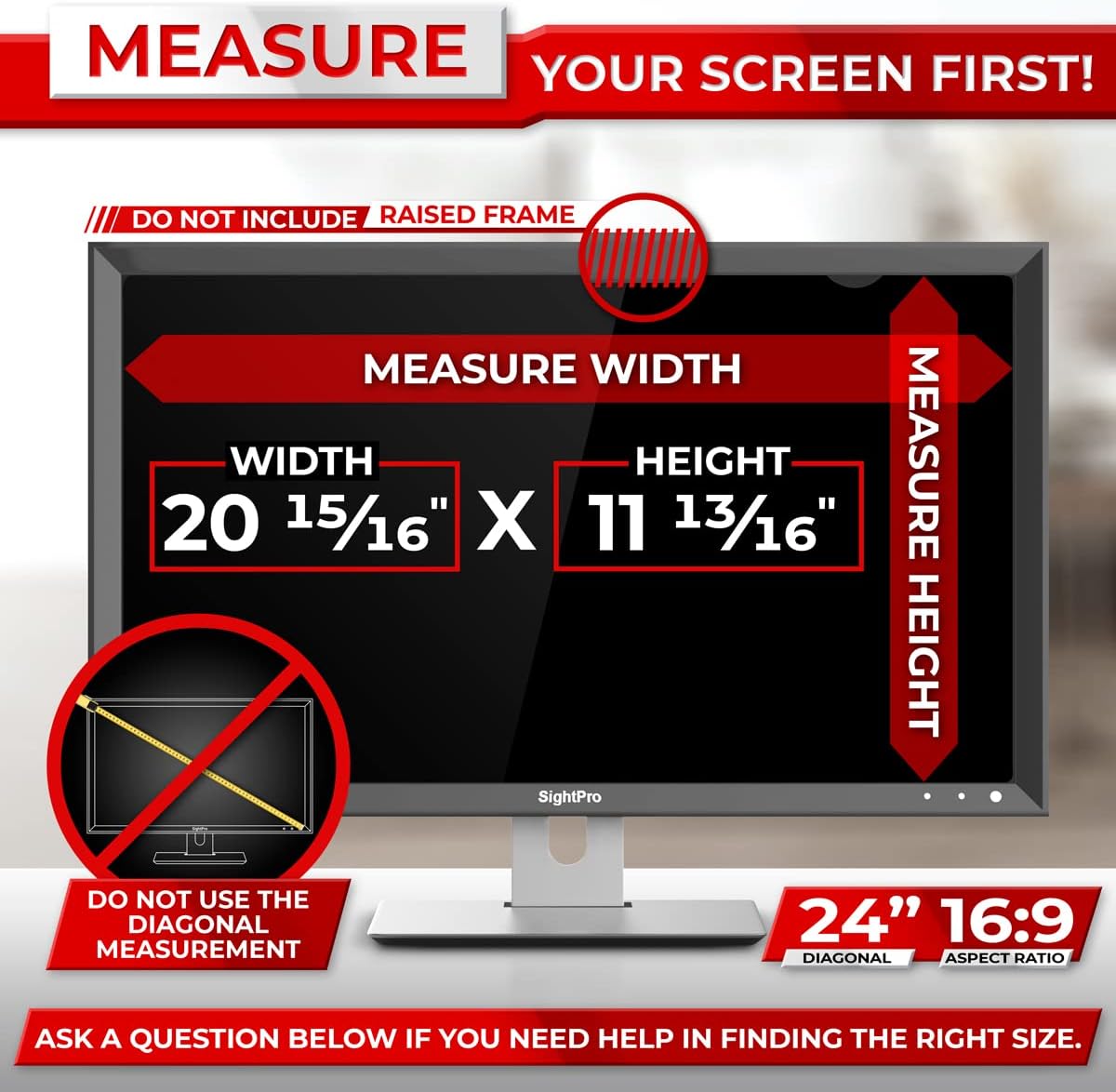 24 Inch Computer Privacy Screen Filter for 16:9 Widescreen Monitor, Pack of 2 T7926