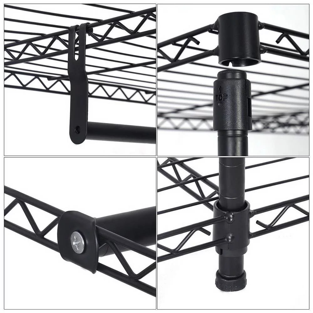 Portable Heavy Duty Clothing Storage Rack with 4 Shelves & 3 Hanging Rails Black V422346