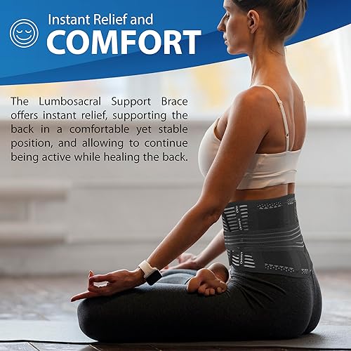 Black M-L Back Brace with Lumbar Pad W5858