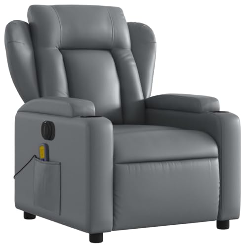 Gray Faux Leather Electric Massage Recliner Chair S461368
