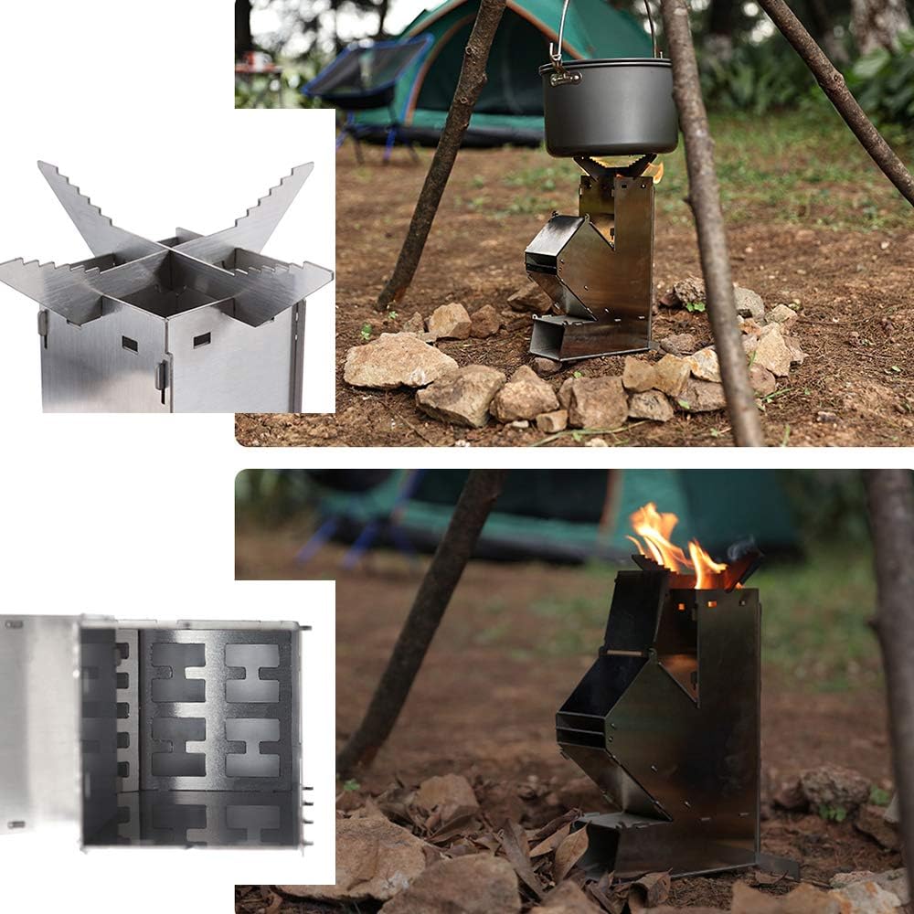 Collapsible Stainless Steel Wood Burning Camping Stove D449524