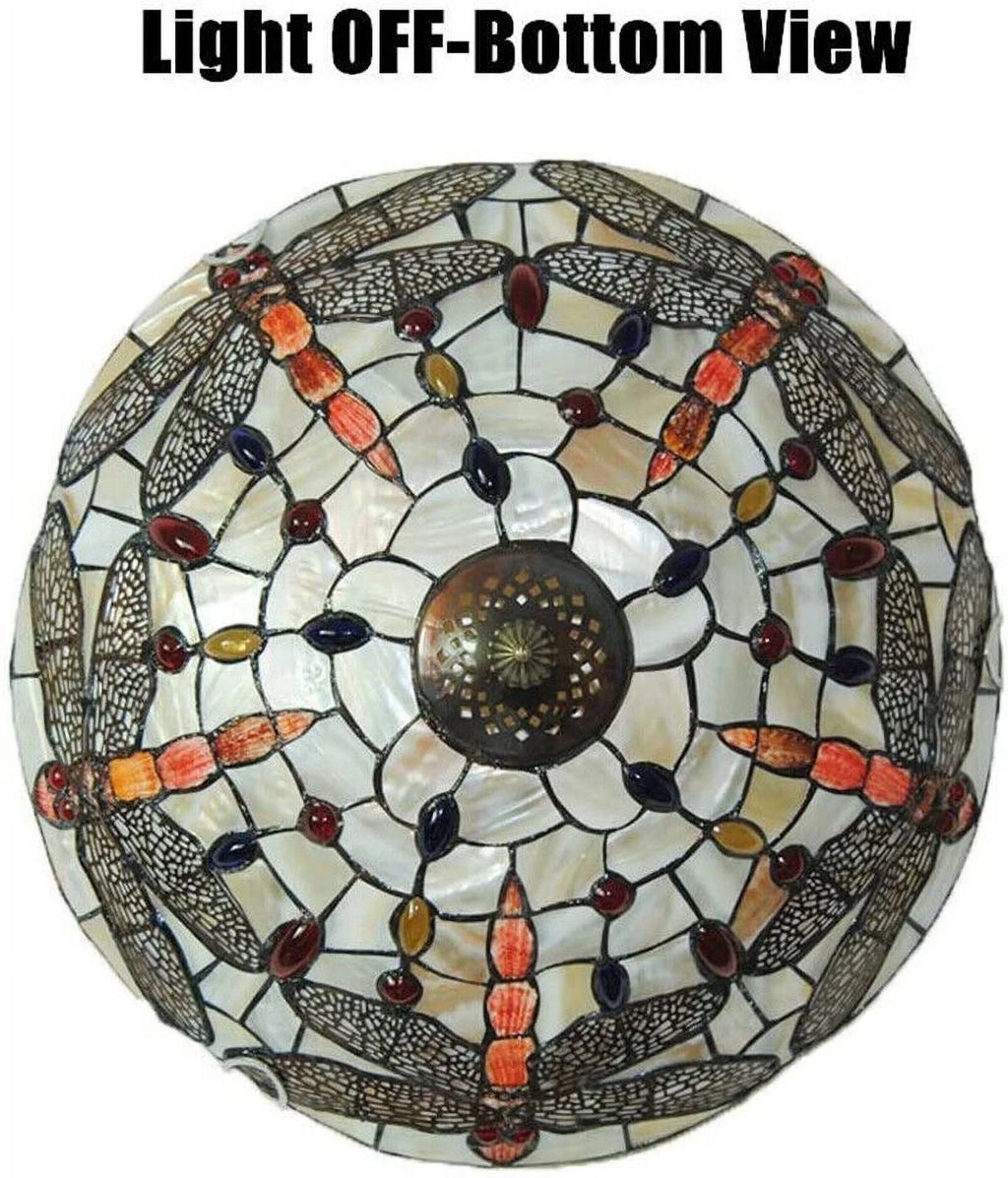 Stained Glass Dragonfly Flush Mount Ceiling Light Fixture U20958
