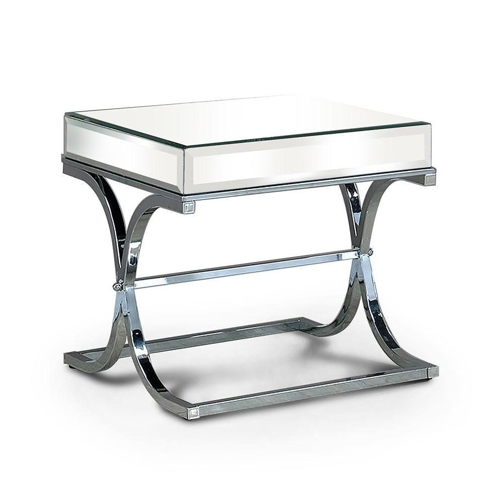 Chrome Metal Square End Table Z567