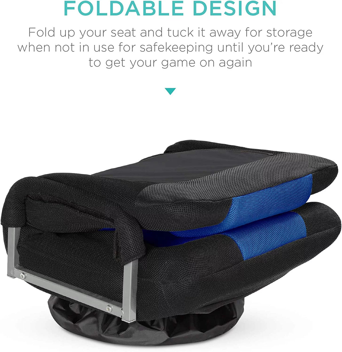 Swivel Gaming Chair with Lumbar Support, Armrest Handles, Adjustable Foldable Backrest - Black/Blue S89765
