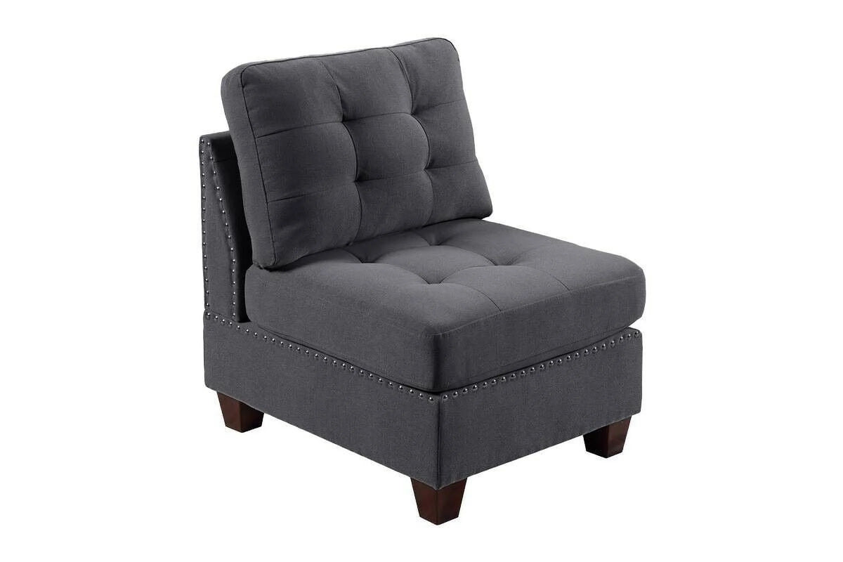 Gray Fabric Sectional Sofa Set 9pcs U57926
