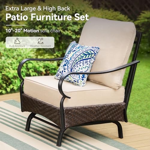 Extra Large 6 Pieces Patio Furniture Set with Fire Pit Table Z22758