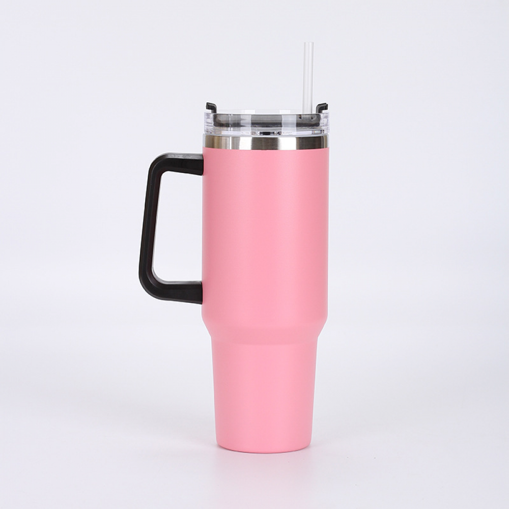 40 oz Stainless Steel Tumbler with Handle and Straw Lid C6424