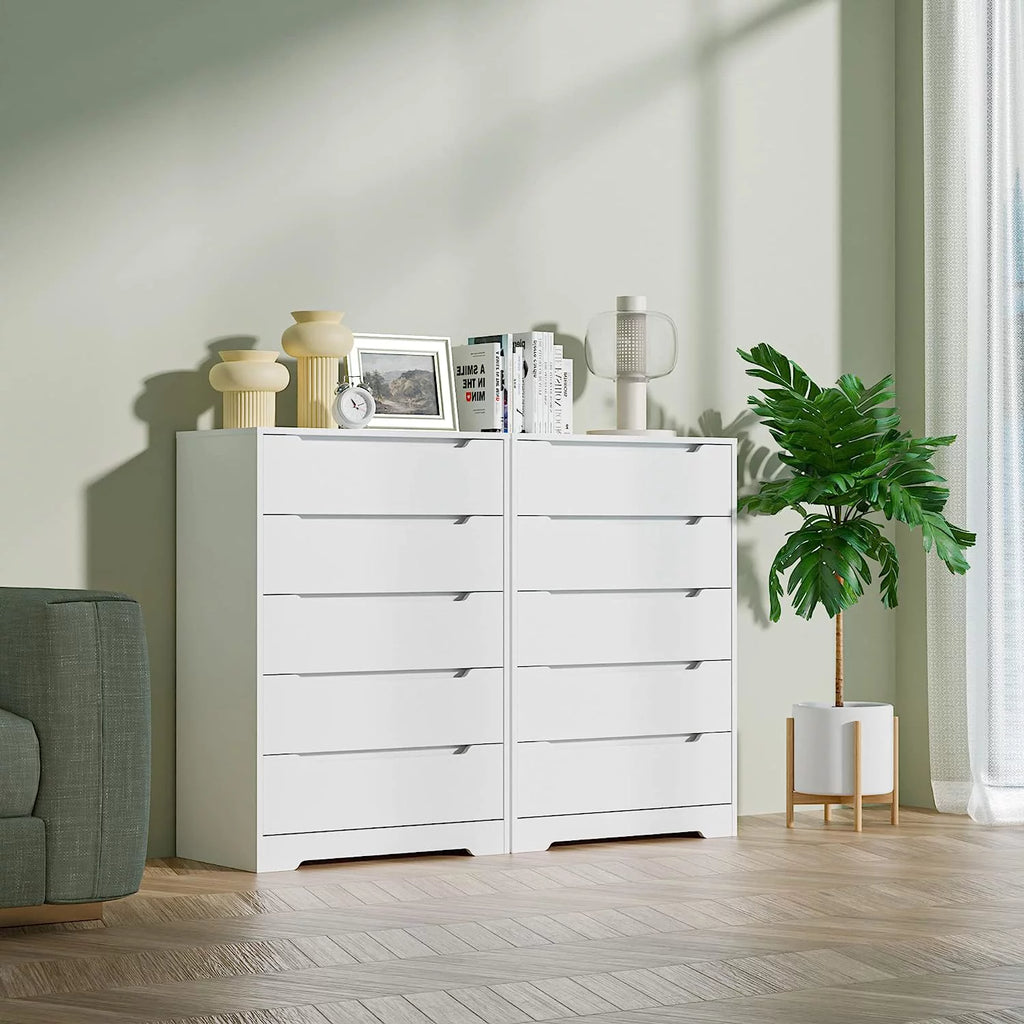 White 5 Drawer Wood Dresser K720