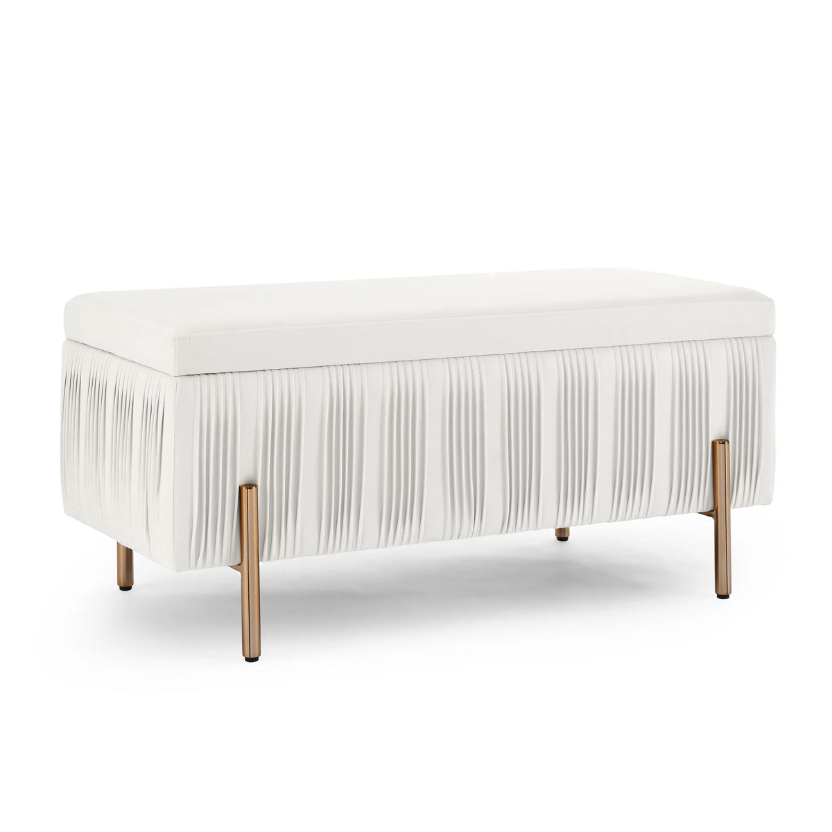 Beige Velvet Storage Bench F733809