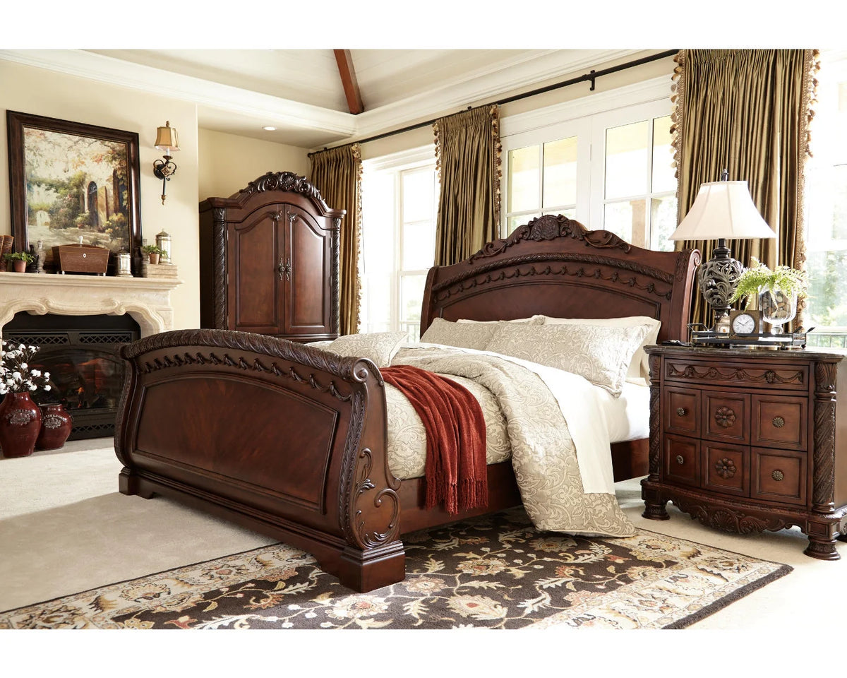 Ornate 3 Drawer Nightstand with Marble Inlay Top, Dark Brown X9621