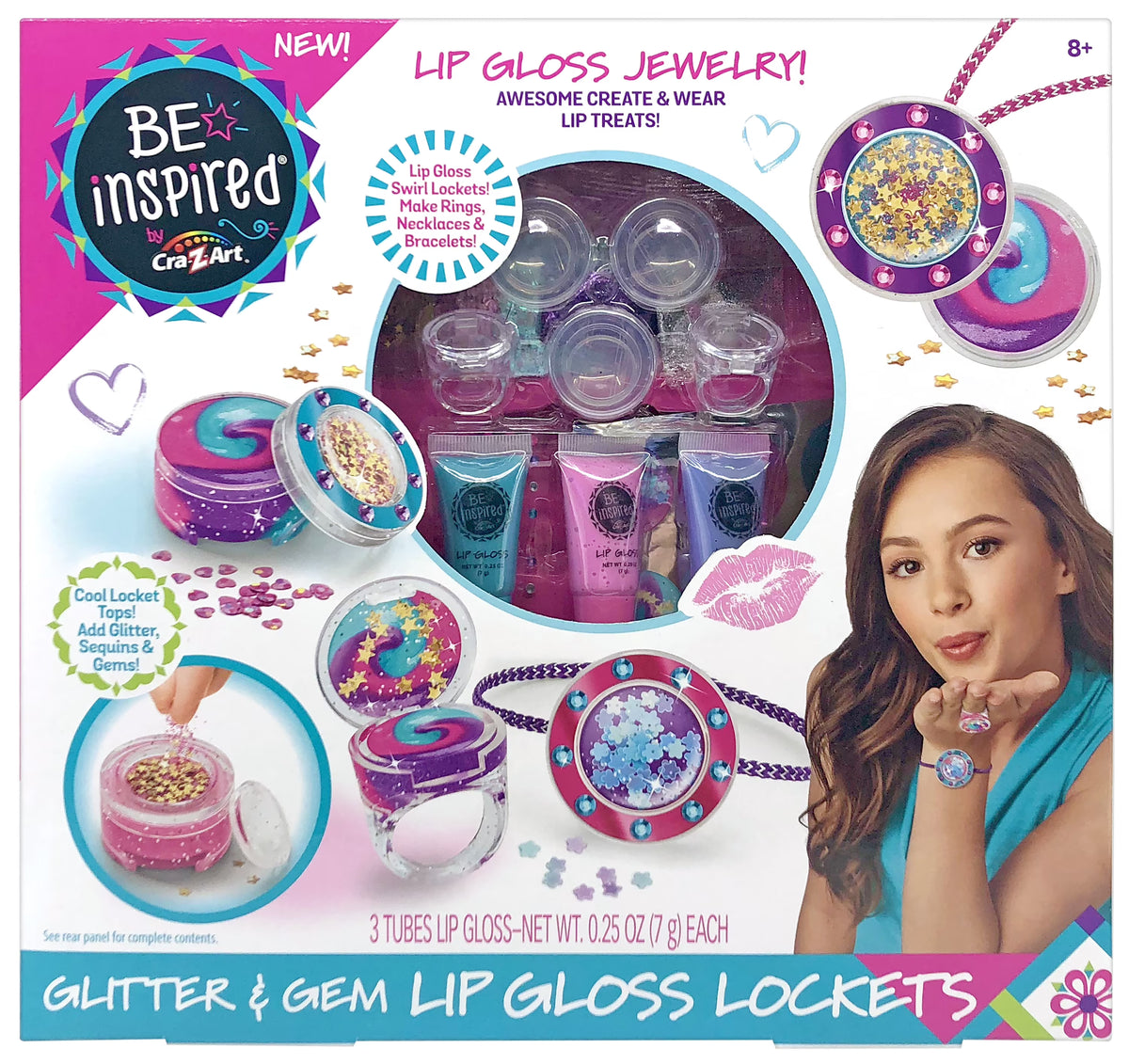 Glitter & Gem Lip Gloss Lockets Multicolor Craft Kit L133